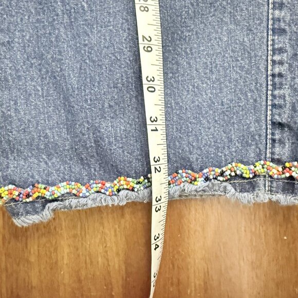 Liz Claiborne LizWear Jean Capris with Multicolored Beading on Hem - Picture 7 of 8